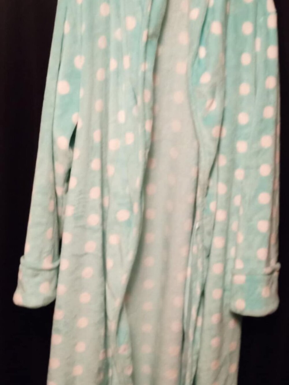SECRET TREASURE SUPERMINKY SLEEP ROBE SIZE 3X (22W-24W) green/white w/belt long - Picture 3 of 4